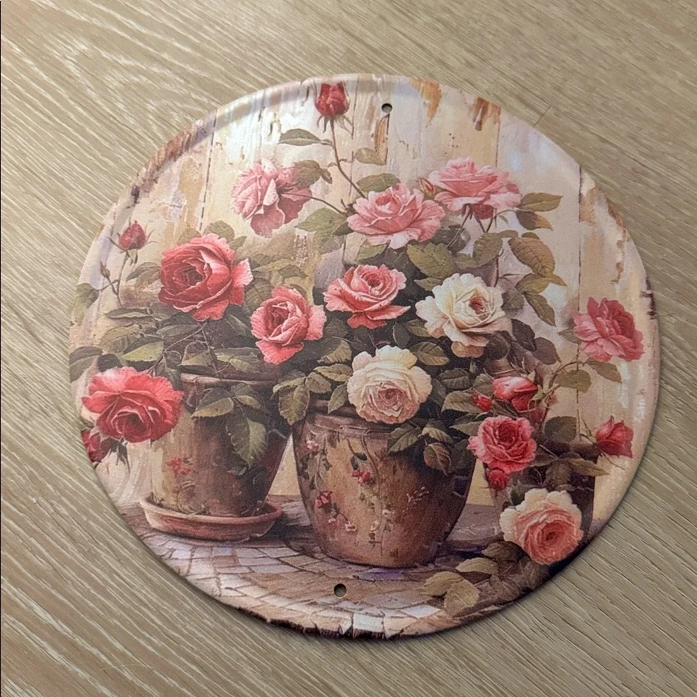Vintage Eternal Rose Metal Wall Decor NEW 🏷️